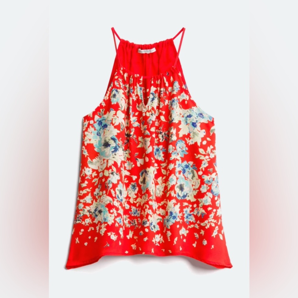 🔴 BEAUTIFUL VIBRANT RED KRISSA KEYHOLE HALTER STYLE BLOUSE TOP - SIZE MEDIUM 🔴